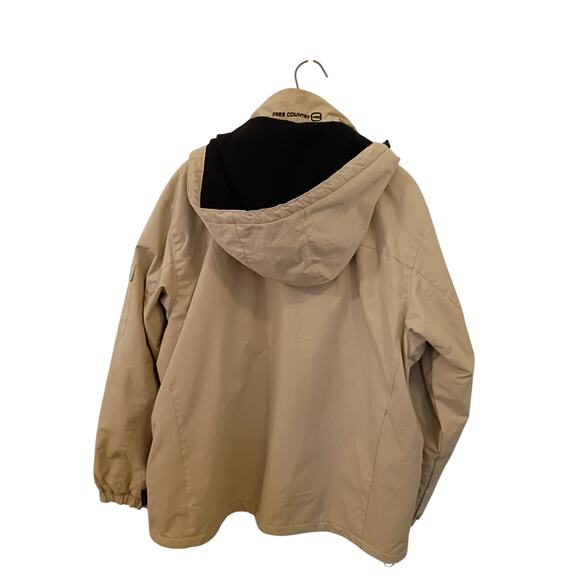 Men's Free Country Large All Weather Lightweight Hooded Jacket Khaki Black - Picture 3 of 13